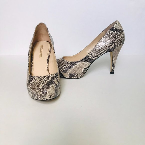 Enzo Angiolini Snakeskin Leather Round Toe Pump Stiletto Heels  Size 7.5 - Picture 1 of 9